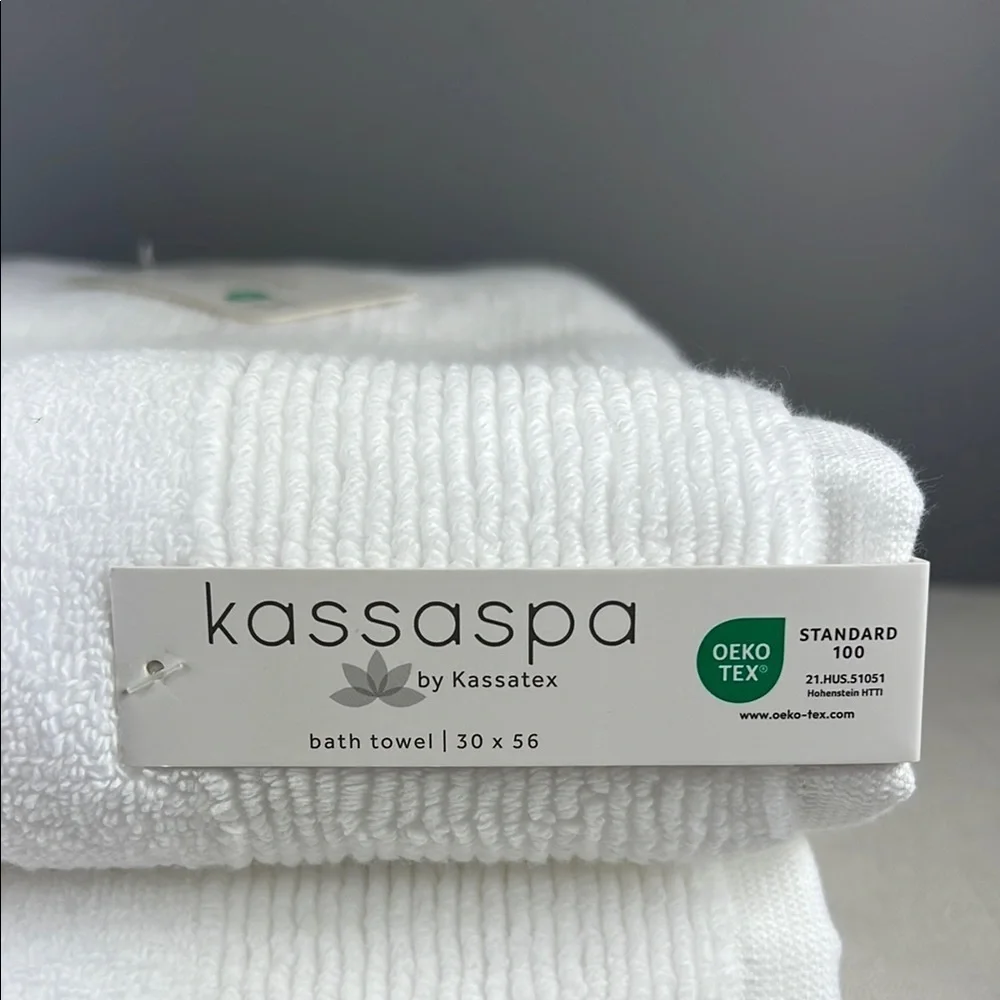 Kassa Spa White Bath Towel Set 100% Cotton Luxury 2 Bath 2 Hand Set of 4 NEW